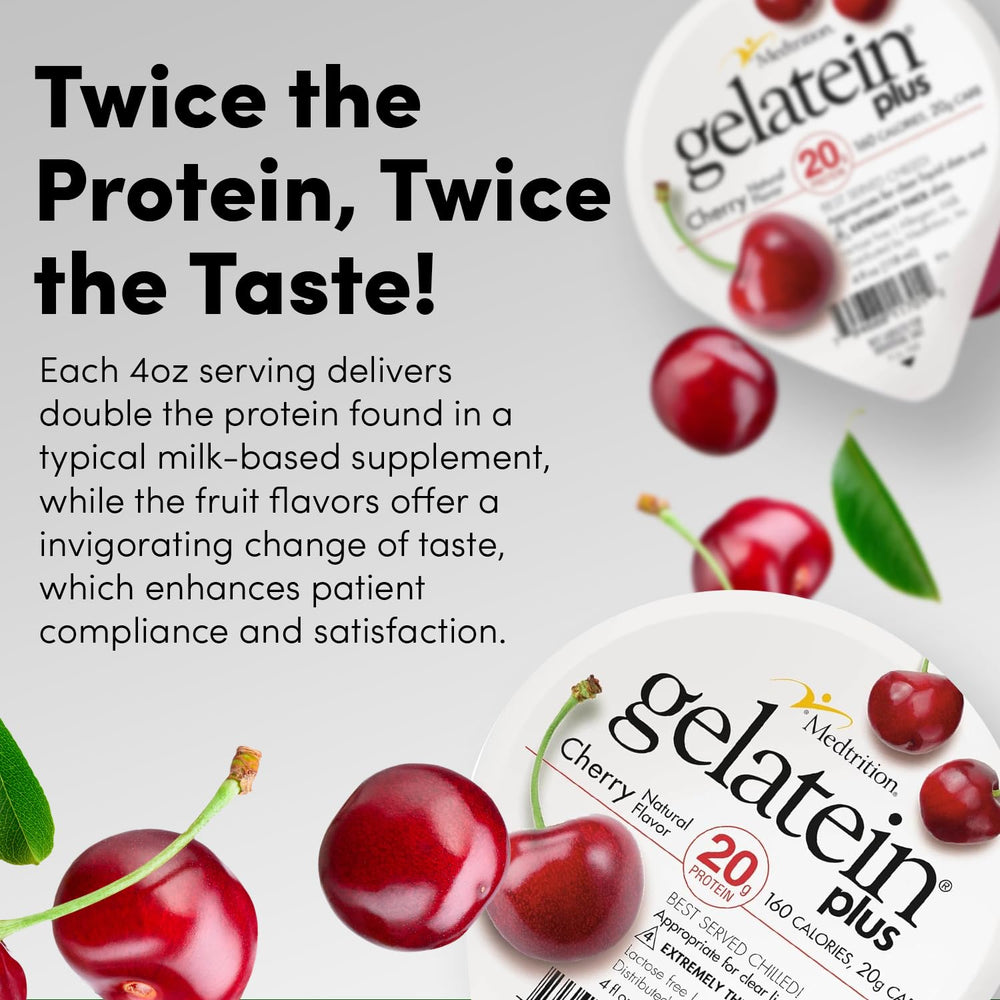 Medtrition Gelatein Plus Cherry label close up highlighting milk content