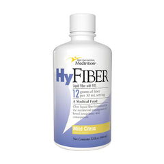 Medtrition HyFiber bottle front shows 32 oz size for daily fiber support.