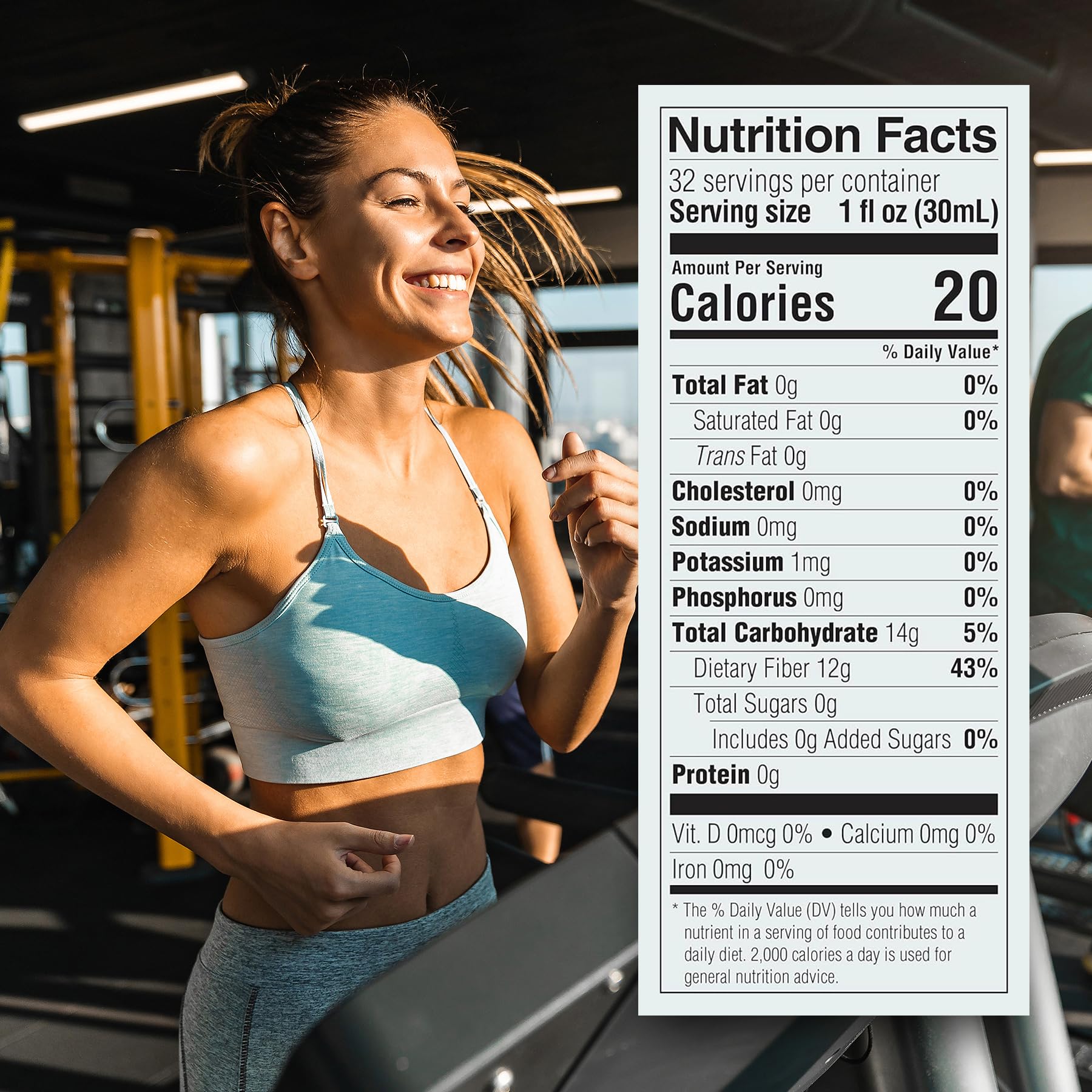 Medtrition HyFiber bottle side panel highlighting 12 g soluble fiber per 30 mL serving.
