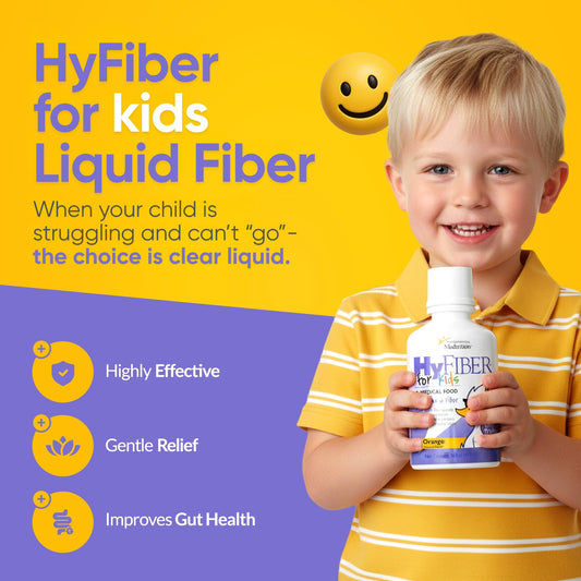 Medtrition HyFiber Kids bottle pour showing easy dosing for daily use.