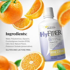 Pouring Medtrition HyFiber into a glass to mix with beverage.