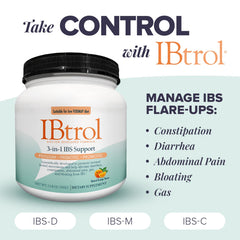 IBtrol capsules offer a triple-therapy approach with psyllium, prebiotic, and probiotic.