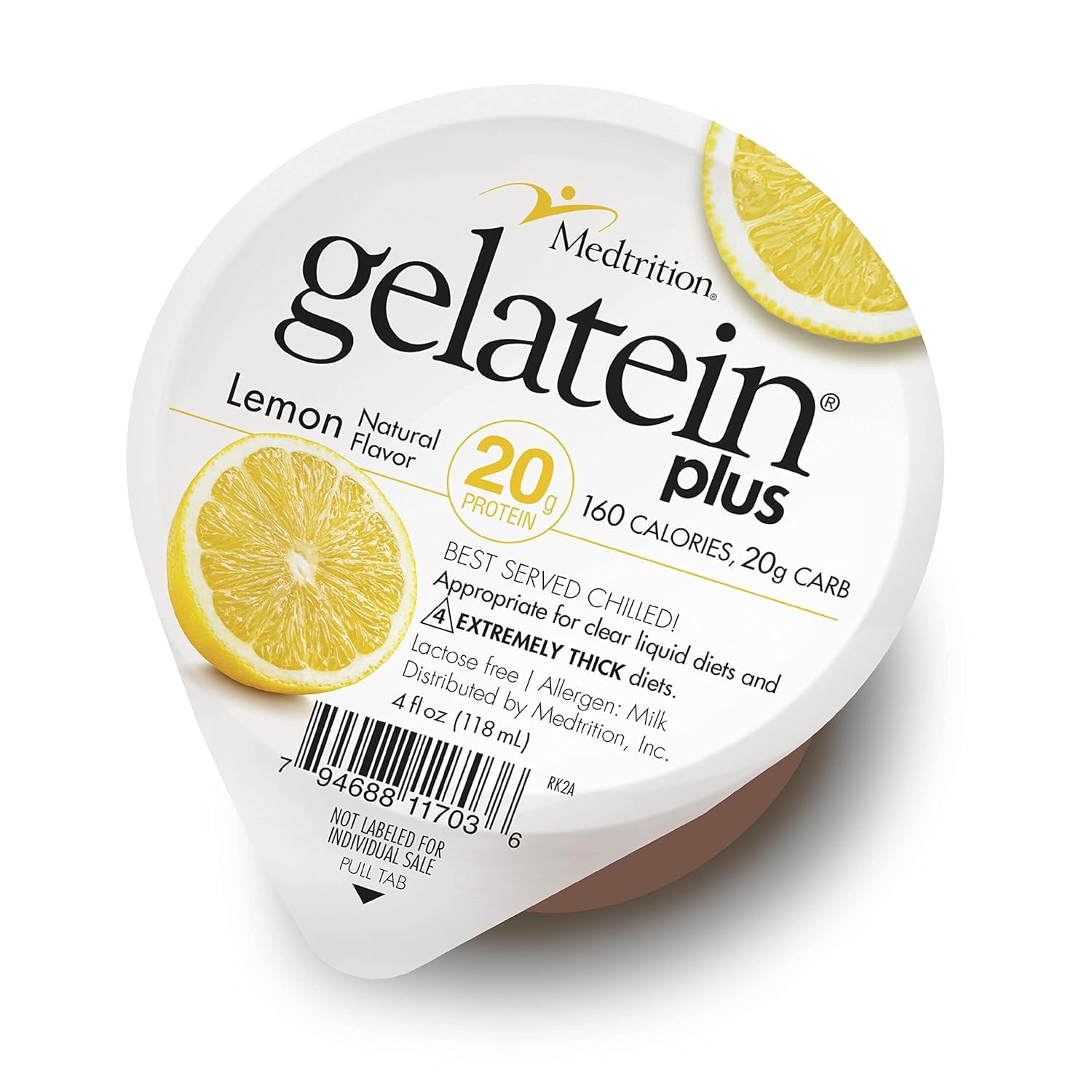 Medtrition ProSource Gelatein Plus Lemon bottle showing 20 g protein per serving.