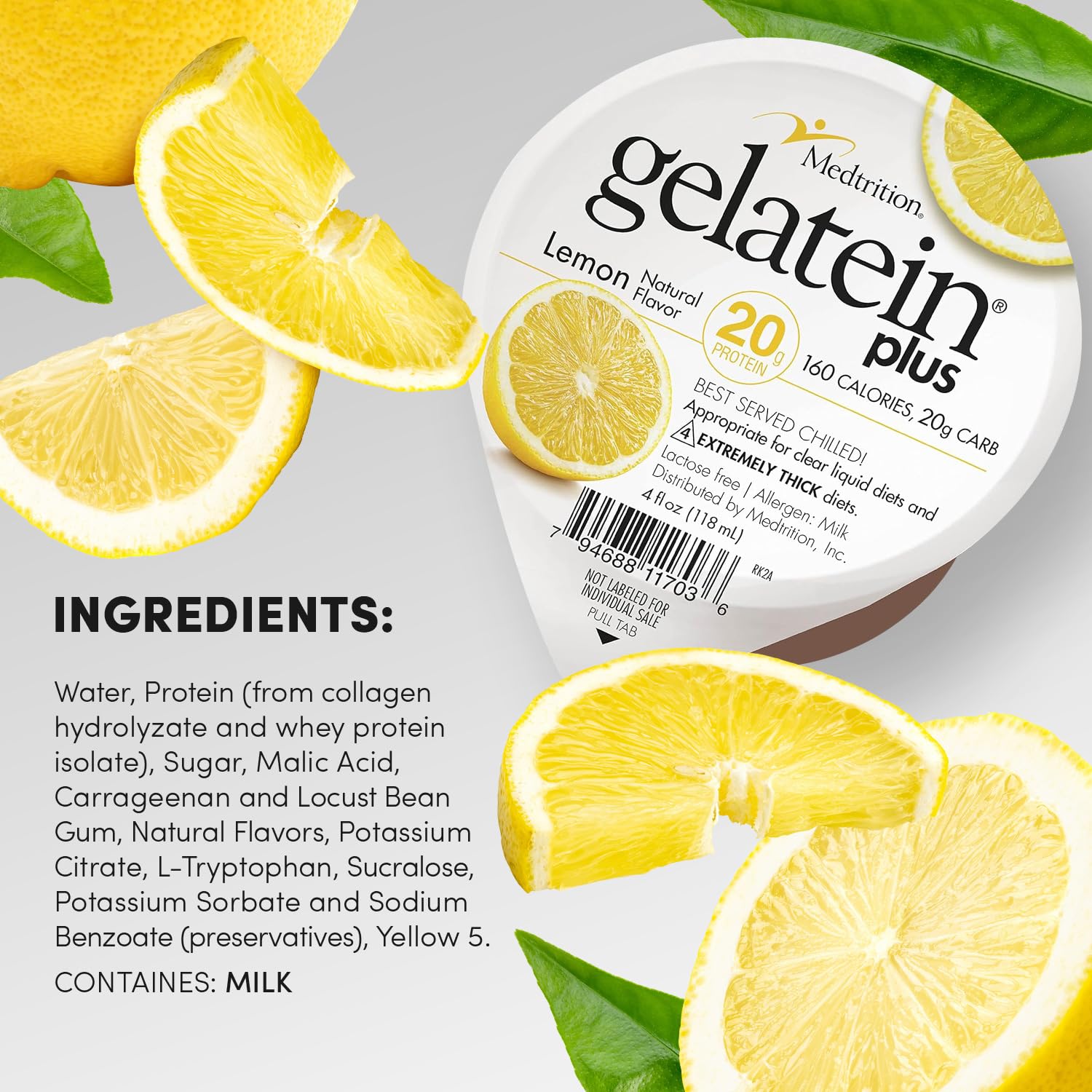Medtrition ProSource Gelatein Plus Lemon serving cup as a pre- or post-workout option.