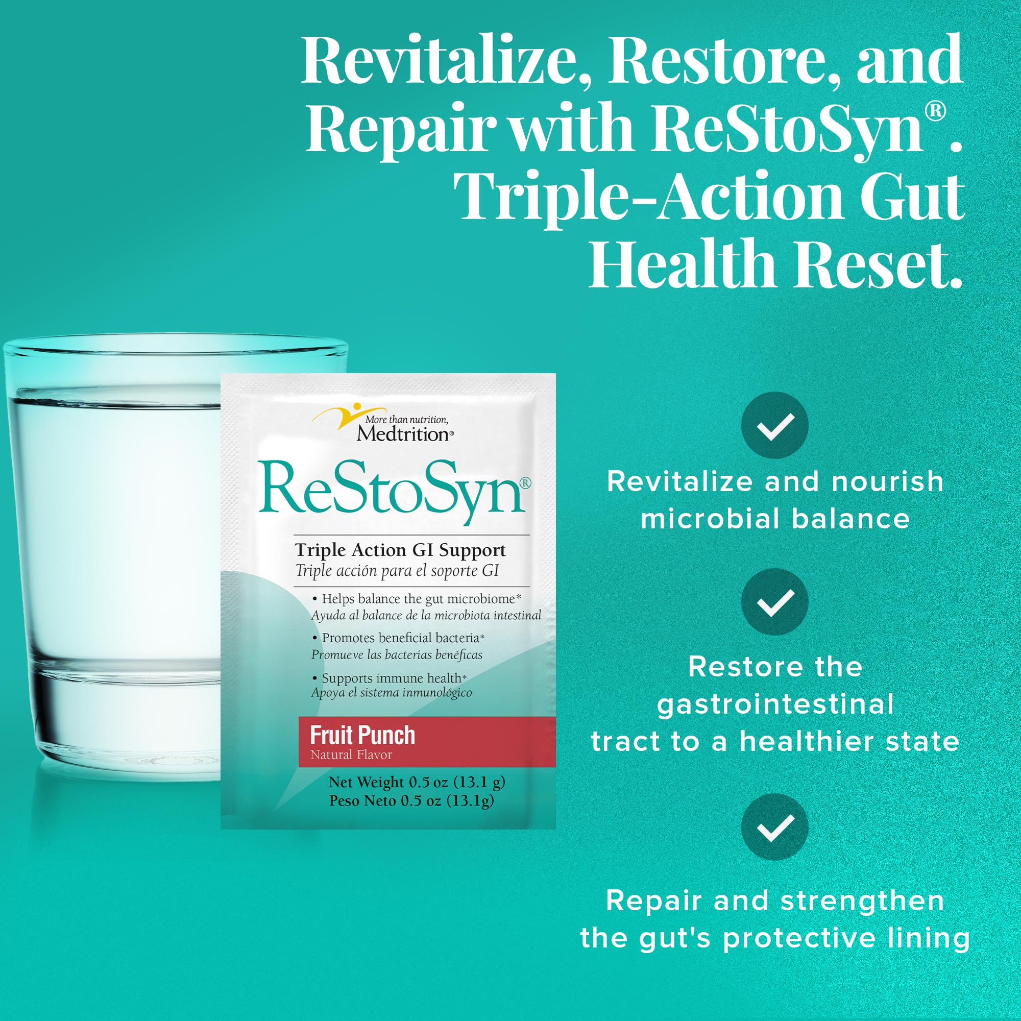 Medtrition ReStoSyn probiotic capsules image showing microbial balance support