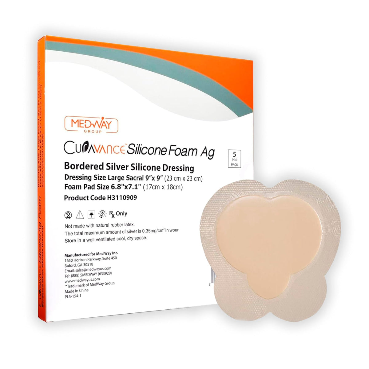 MedVance bordered silicone silver dressing 9x9, secure adhesion for wound care
