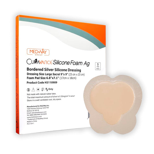 MedVance bordered silicone silver dressing 9x9, secure adhesion for wound care