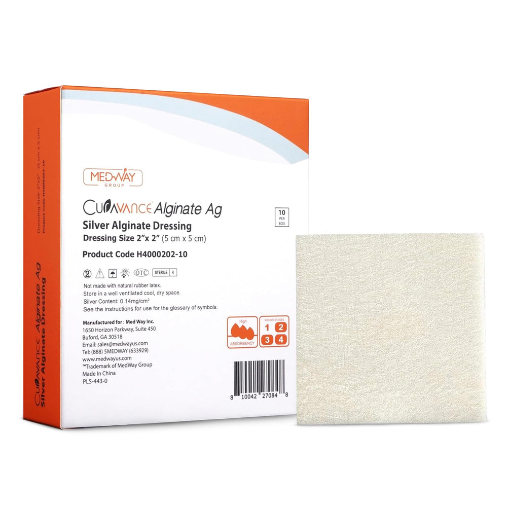 MedVance sterile silver calcium alginate dressing 2x2 pack 10 ready to use