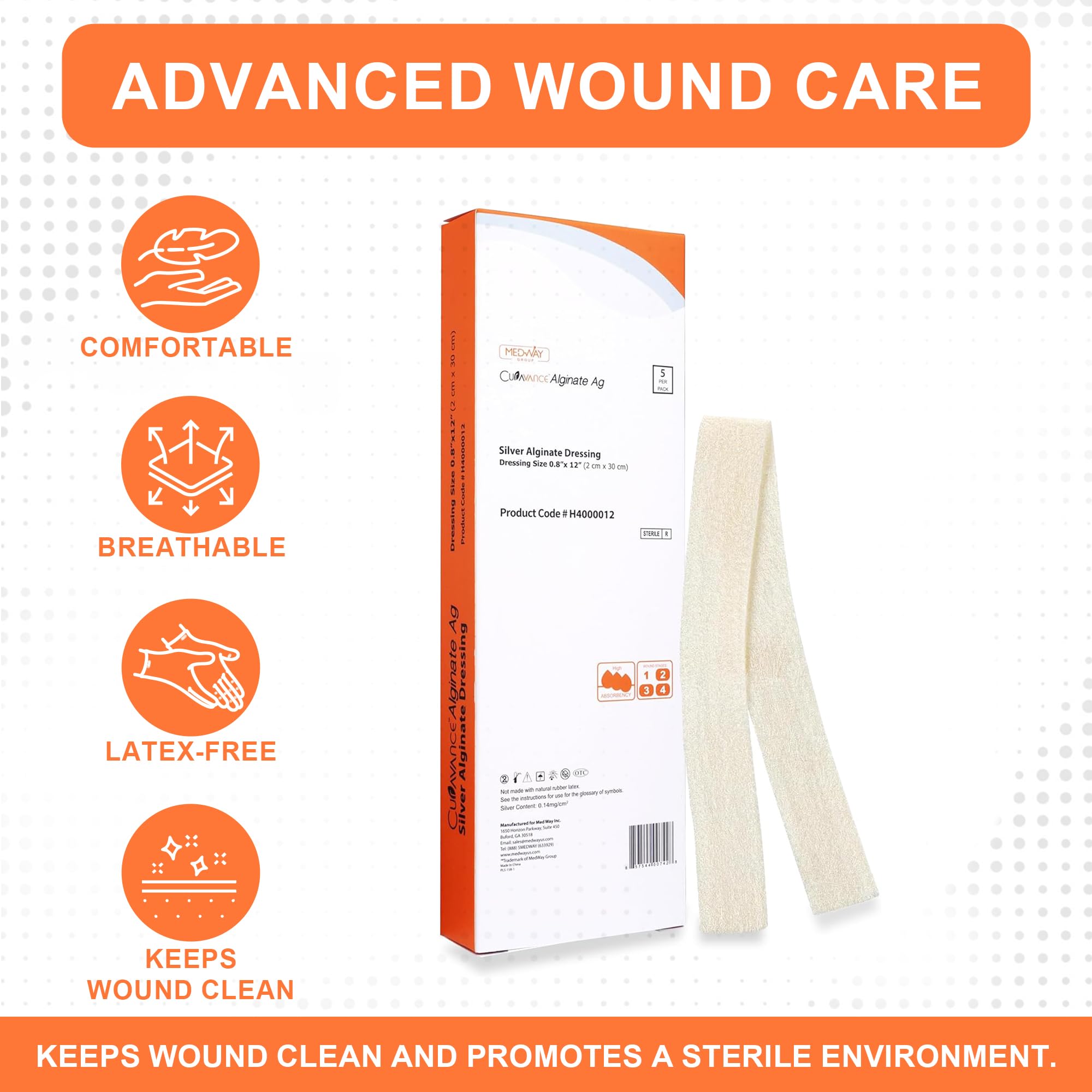 MedVance Silver Calcium Alginate Dressing conforms to body contours; comfortable wound coverage.
