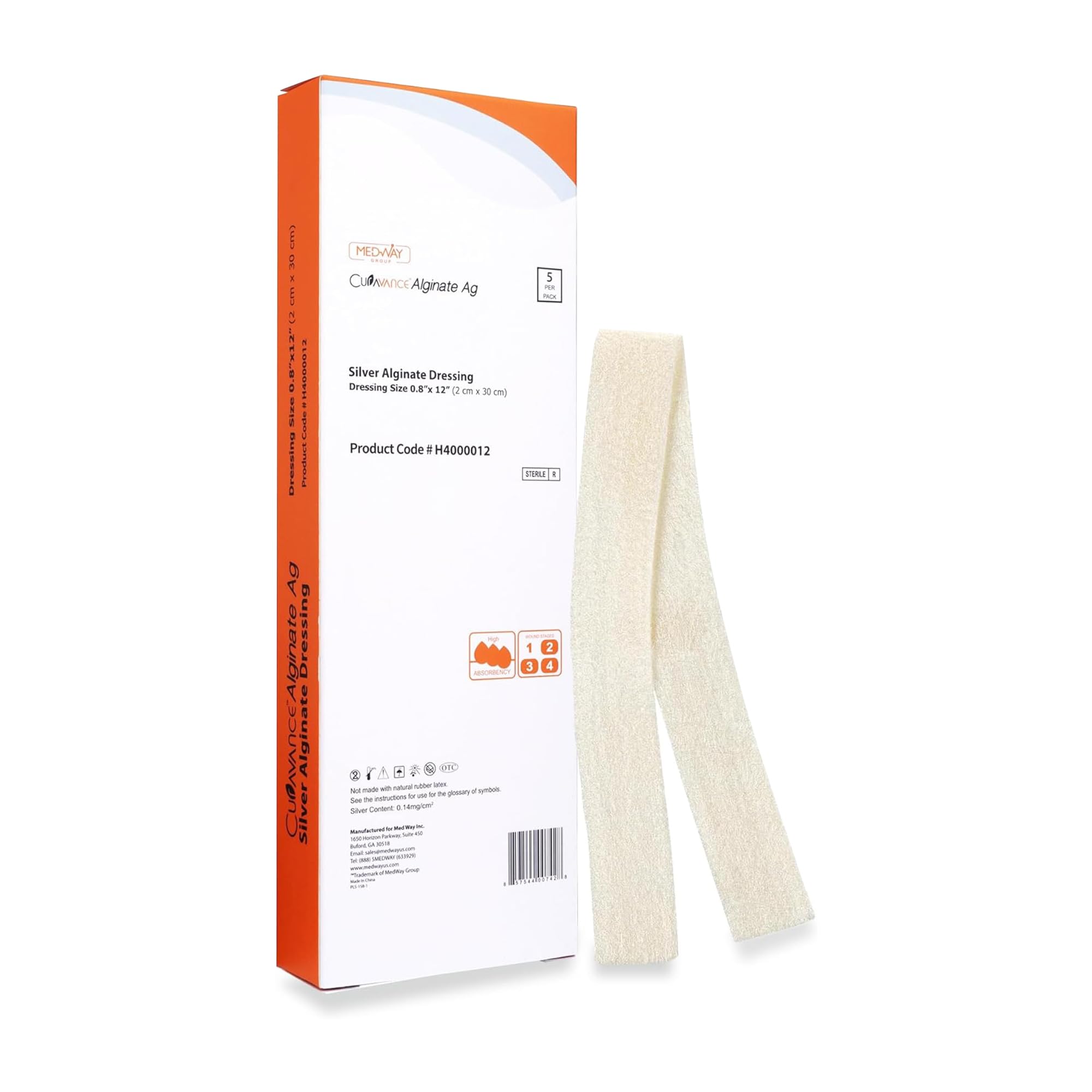 MedVance Silver Calcium Alginate Dressing packaging; sterile and ready for hospital use.