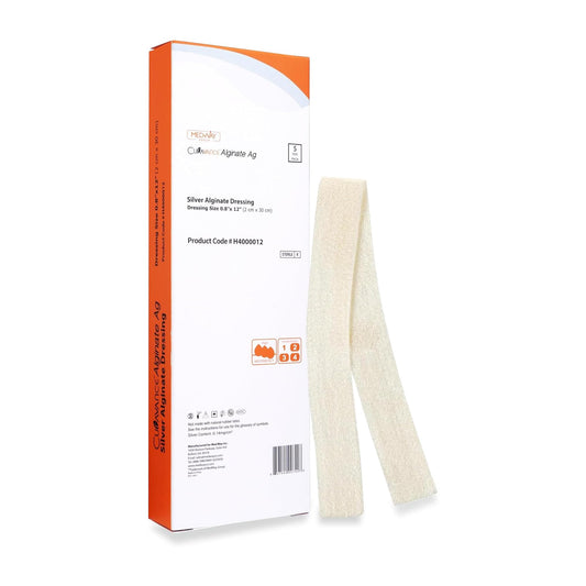 MedVance Silver Calcium Alginate Dressing packaging; sterile and ready for hospital use.