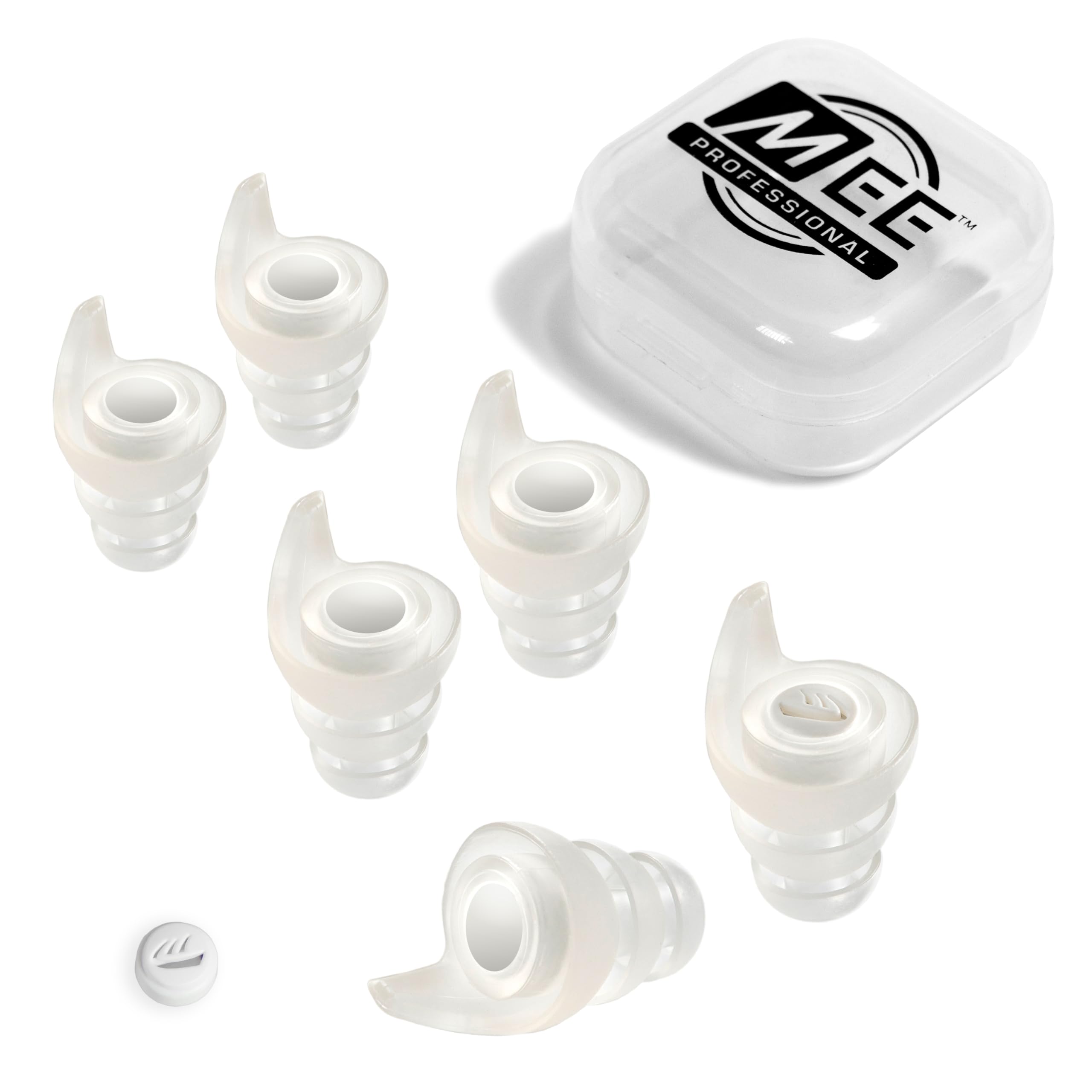 MEE audio universal earplugs in silicone close-up for all-day comfort and fit
