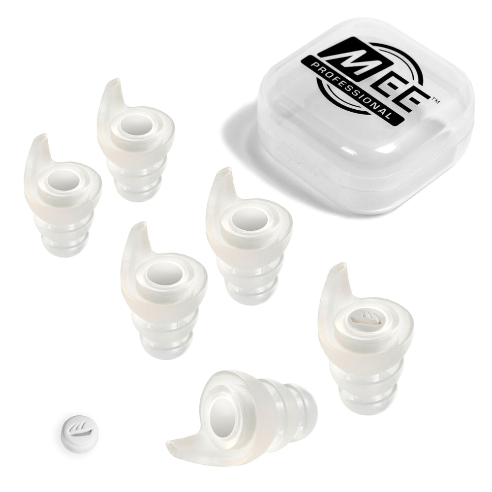 MEE audio universal earplugs in silicone close-up for all-day comfort and fit