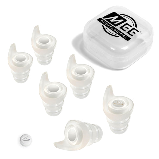 MEE audio universal earplug with 15 dB filter in a protective case for on-the-go protection