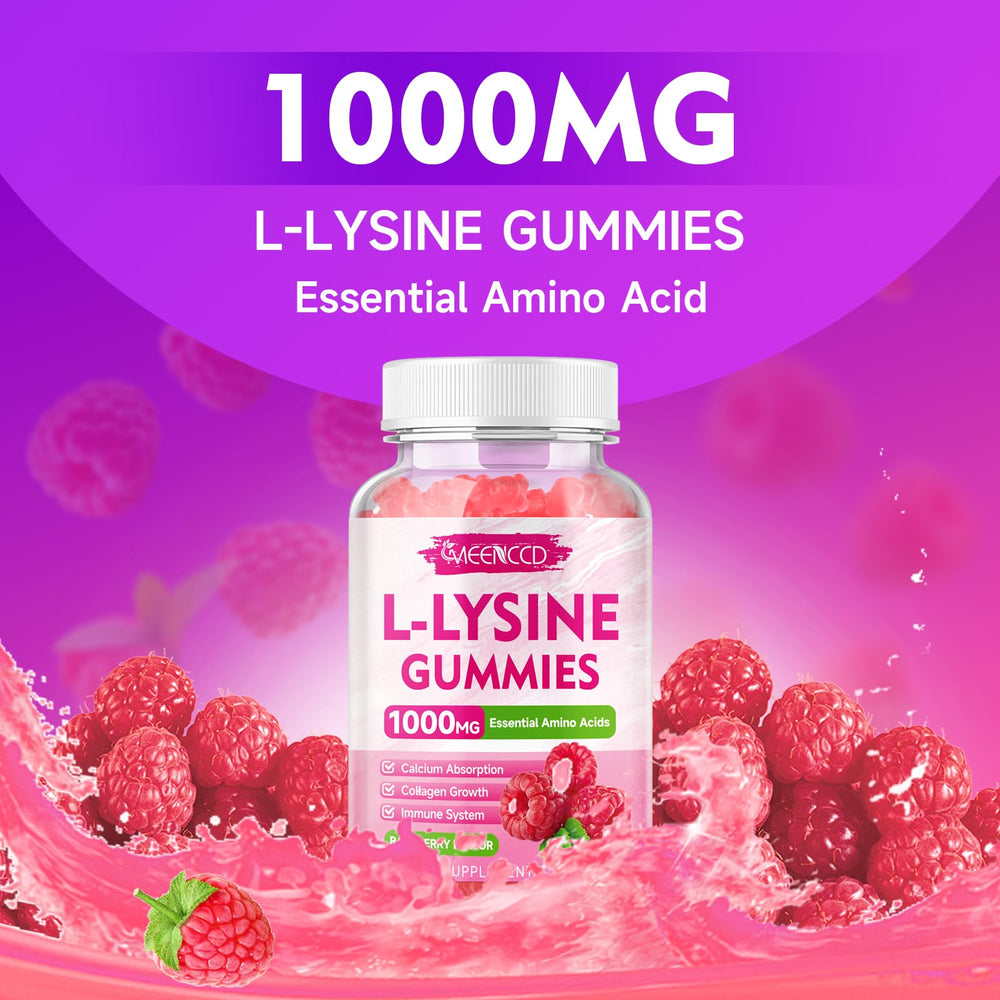 Two-bottle MEENCCD L-Lysine gummies offer family-friendly nutrition.