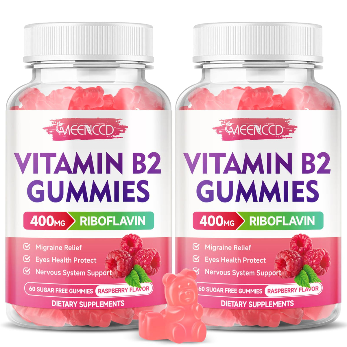 MEENCCD riboflavin gummies bottle for convenient daily energy support.