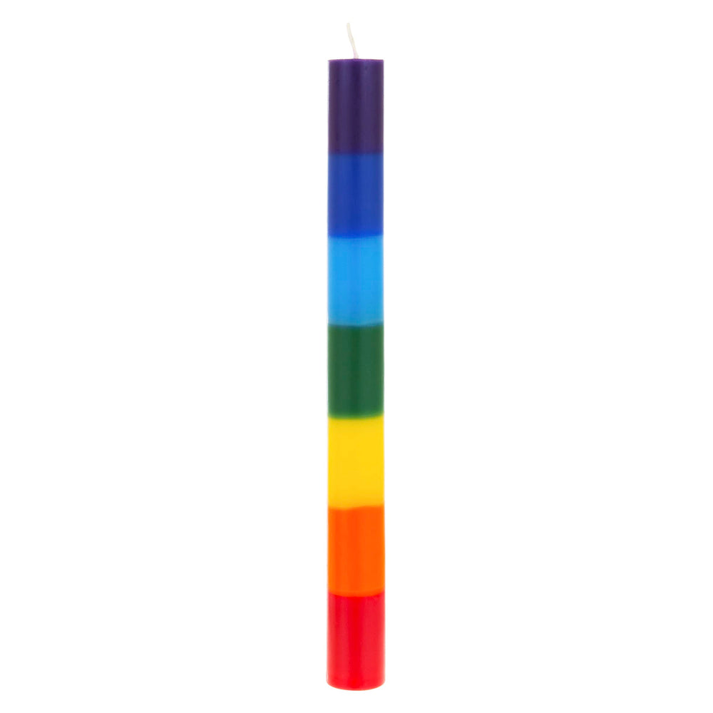 Mega Candles 10-inch chakra taper highlighting color layers for balance.