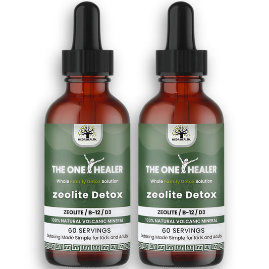 Mega Health The One Healer Zeolite Detox bottle ready for family use