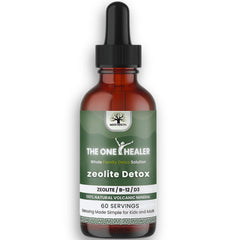 MEGA HEALTH The One Healer Zeolite Detox bottle shown for easy at-home detox routines.