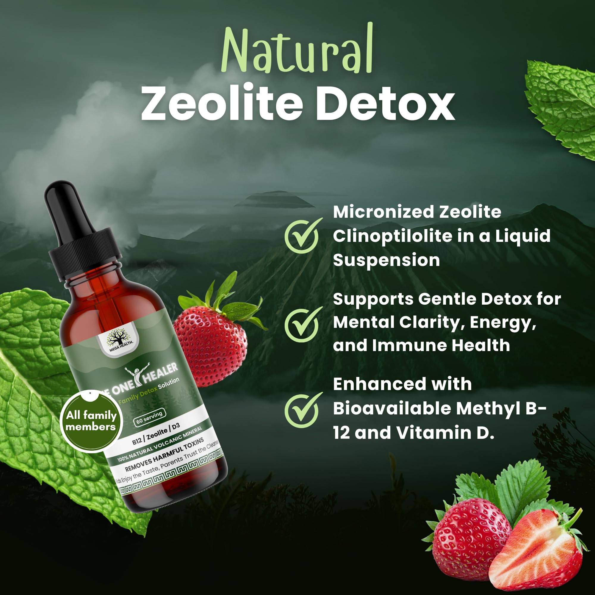 Family-friendly The One Healer Zeolite Detox suitable for kids and adults.