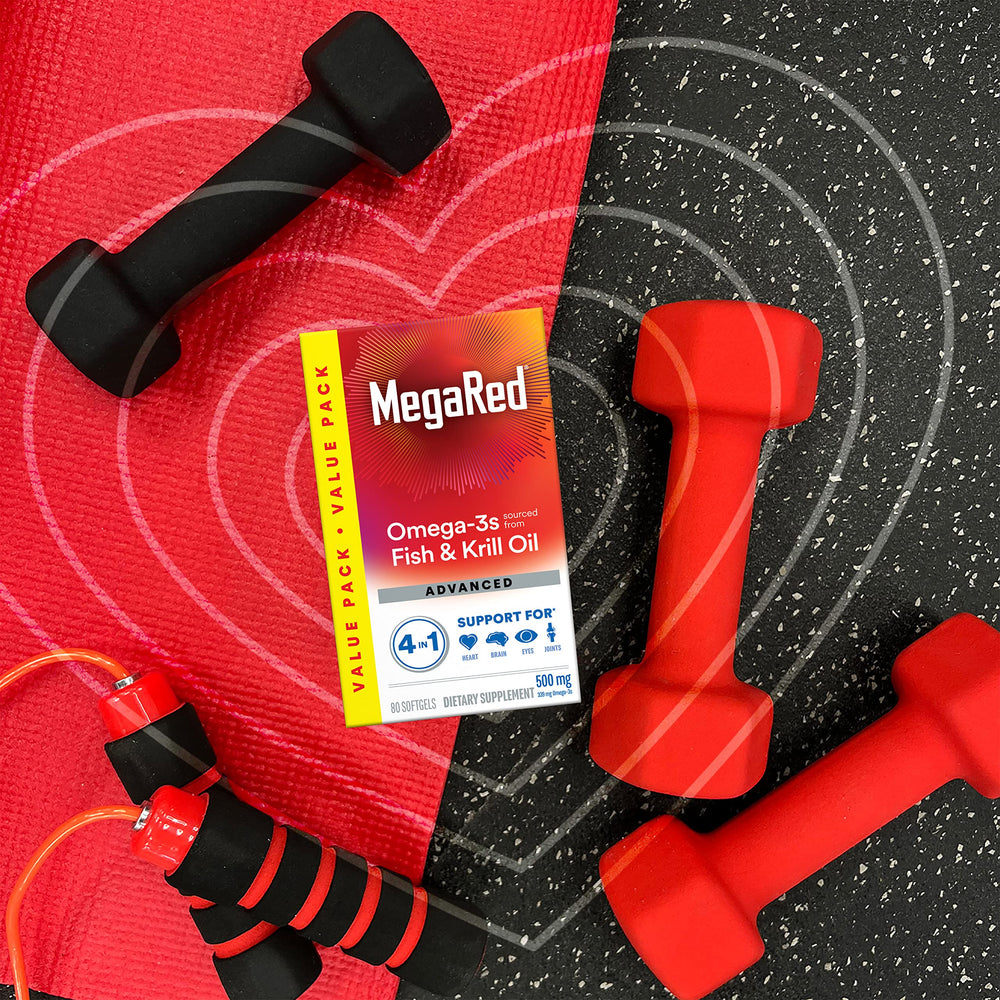 MegaRed on kitchen counter with water for easy daily intake