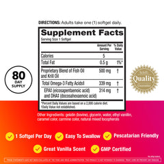 MegaRed omega-3 fish oil capsules close up highlighting heart support