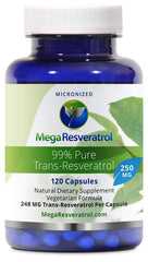 Mega Resveratrol bottle with 120 capsules for daily use