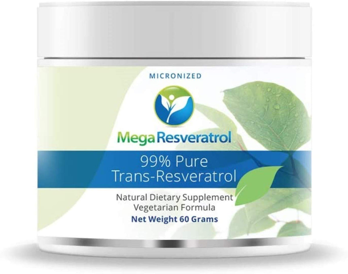 Mega Resveratrol bottle front showing premium packaging for trusted supplementation