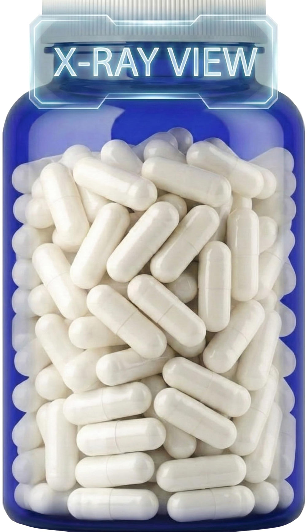 Mega Resveratrol capsules inside bottle ready for daily use.