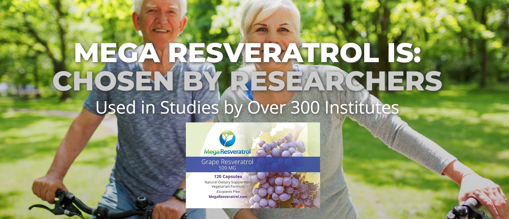 Mega Resveratrol product made in USA with France-sourced ingredients signaling premium quality.