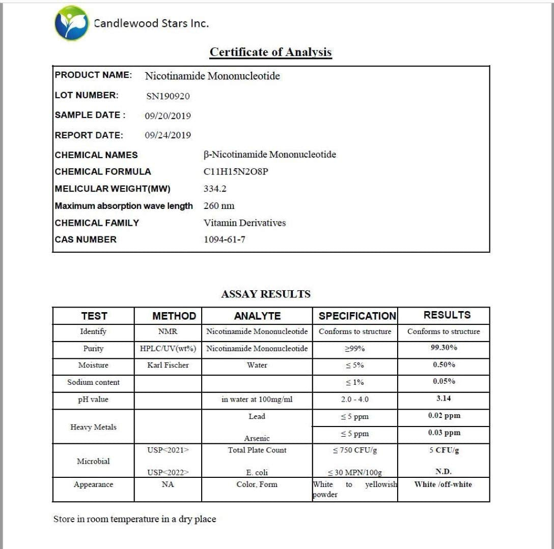 USA third-party lab purity badge for Mega Resveratrol NMN powder