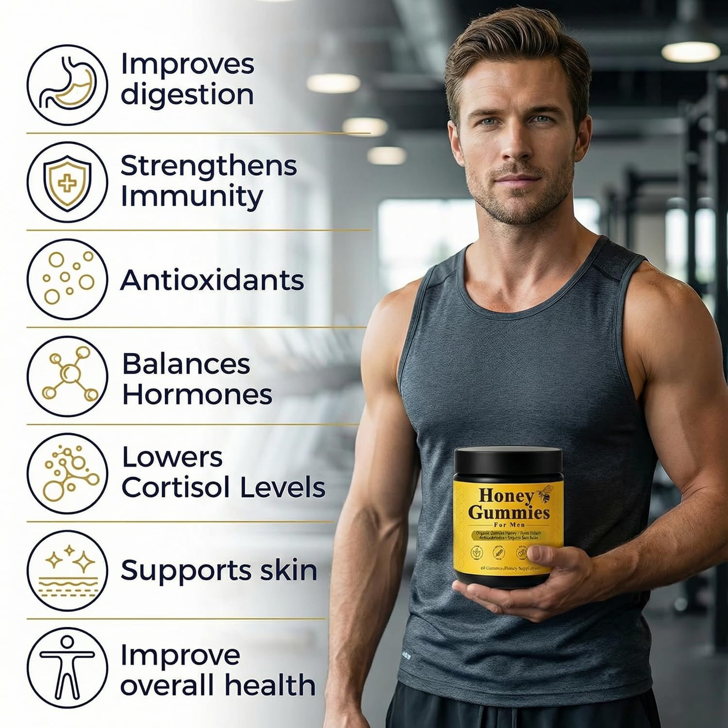 Megacephalus Honey Gummies for Men soft gummies close-up.