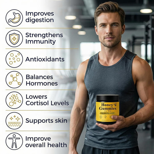 Megacephalus Honey Gummies for Men soft gummies close-up.