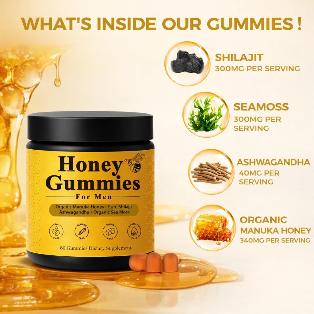 Megacephalus Honey Gummies for Men with Manuka honey flavor.
