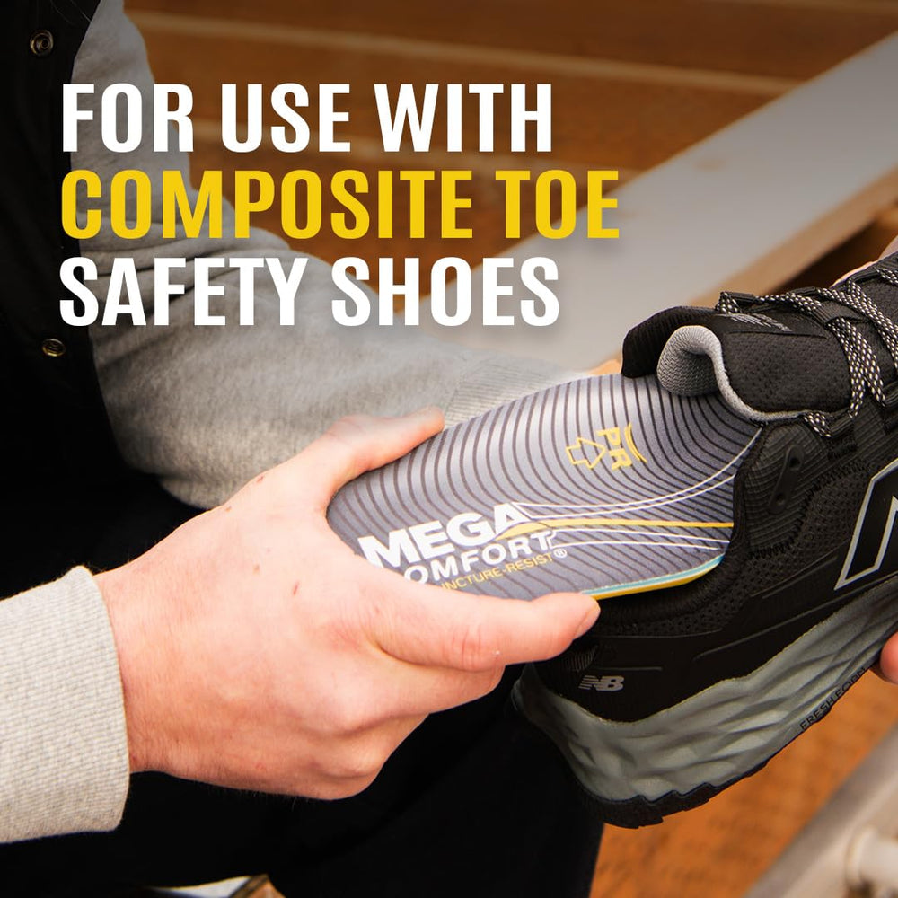 MEGAComfort all-day support insole reduces fatigue during work