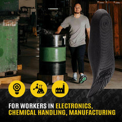 MEGAComfort anti-static tall insole in-shoe in-use demonstrates ESD protection and stable footing.