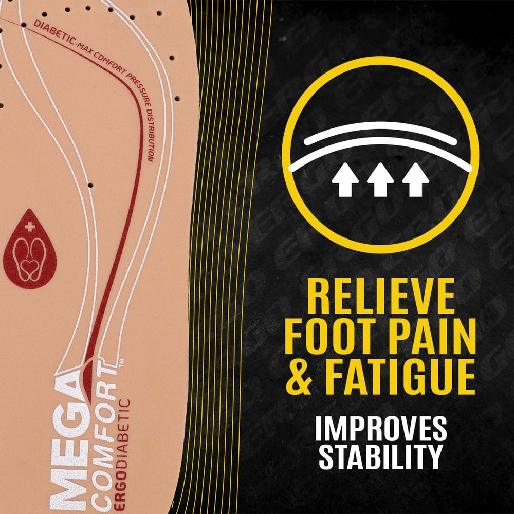 MEGAComfort Diabetic Insole arch support profile promotes proper alignment.