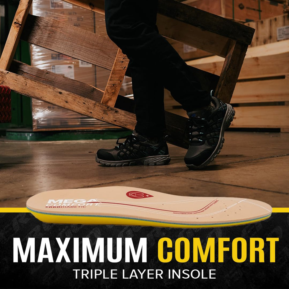 MEGAComfort Diabetic Insole heel cushion close-up demonstrates impact absorption.