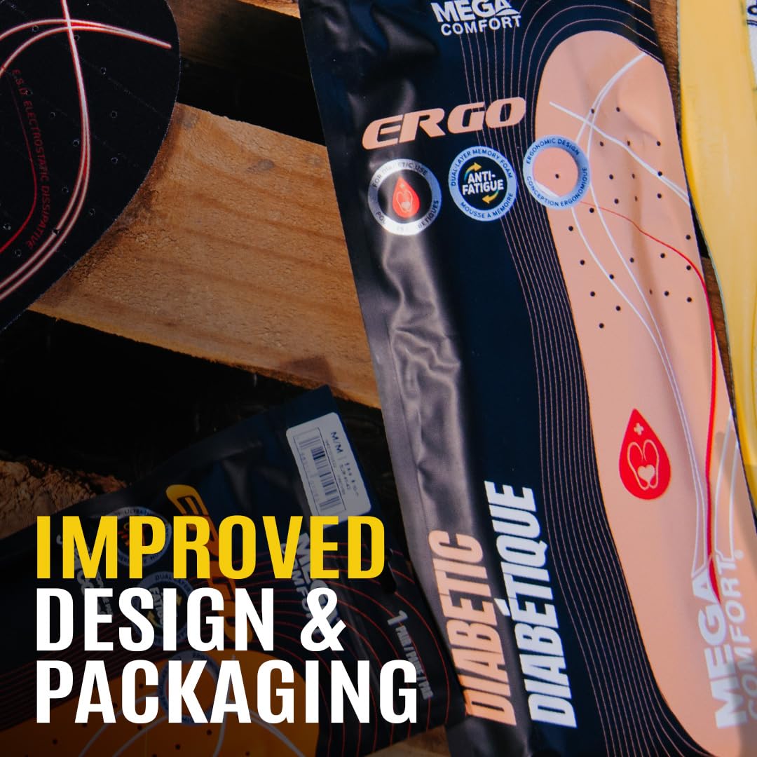 MEGAComfort Diabetic Insole inserted in a work shoe for ergonomic fit.