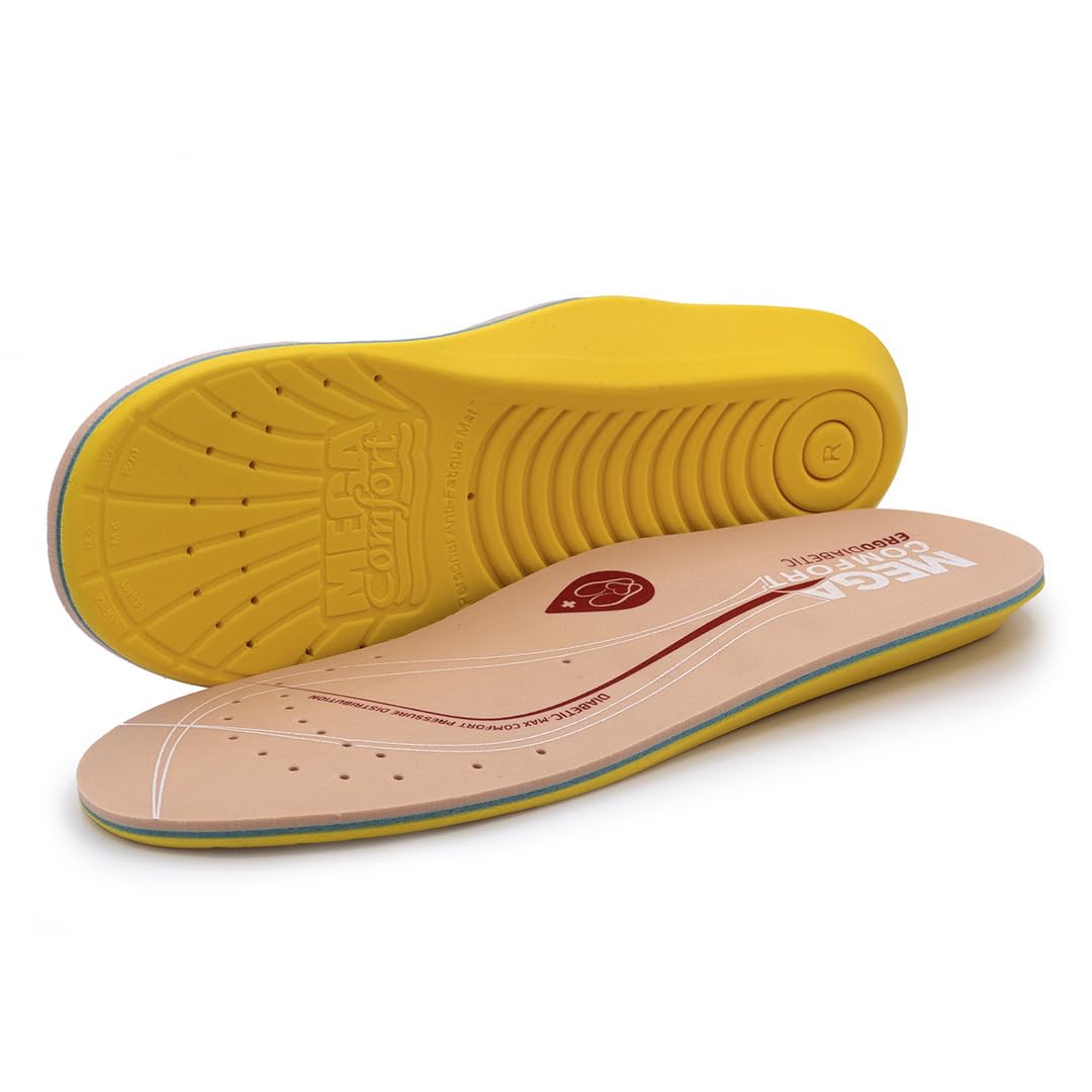 MEGAComfort Diabetic Insole packaging close-up showing branding and all-day support.