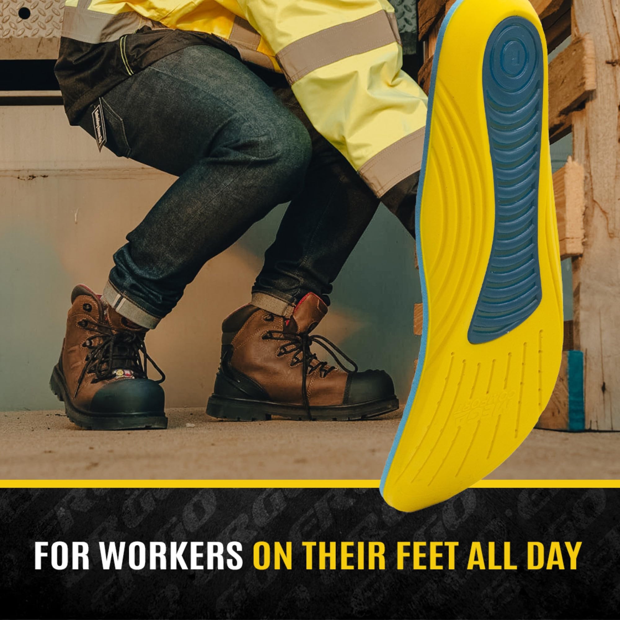 MegaGel Visco technology in MEGAComfort insole absorbs shocks.