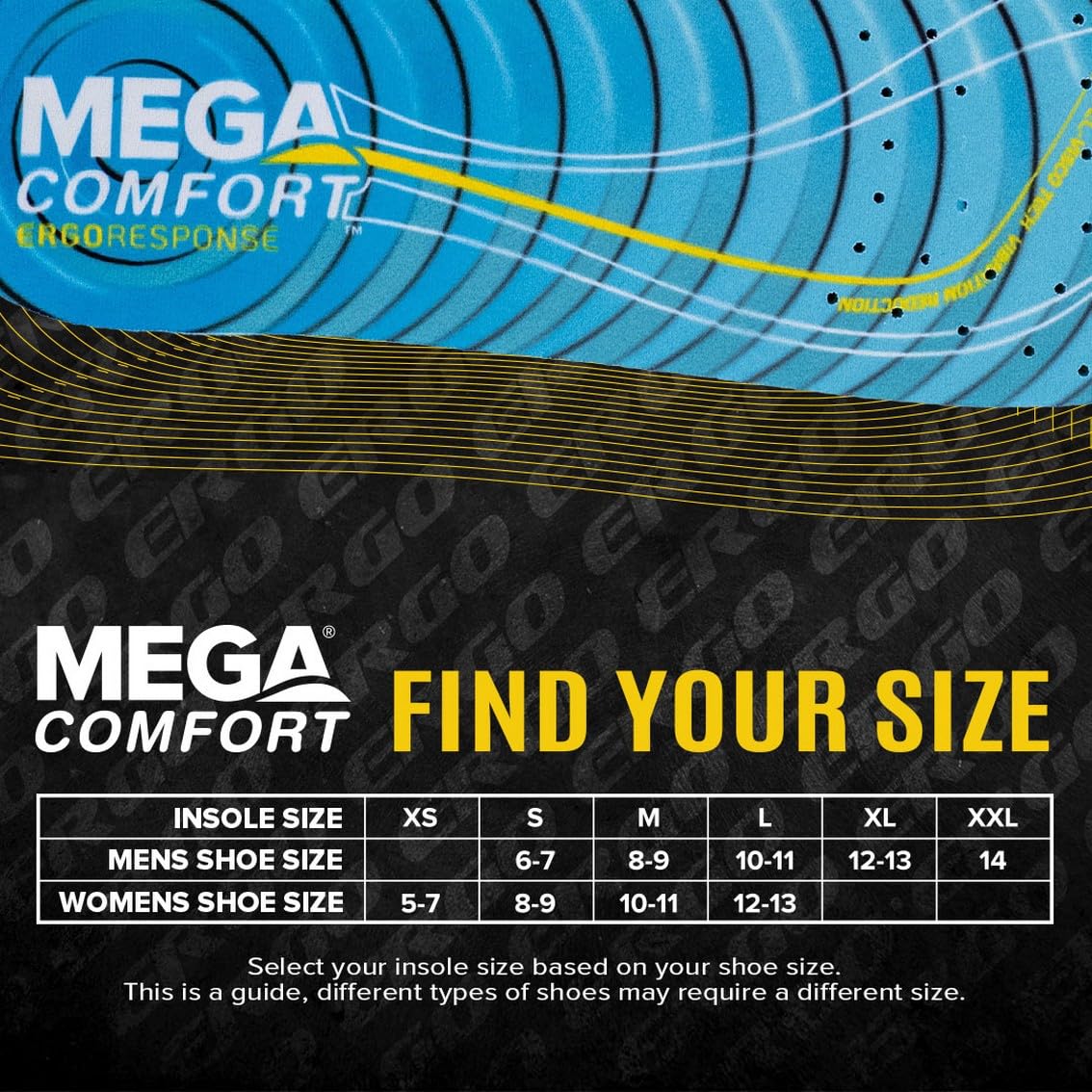 Trim-to-fit MEGAComfort insole fits running shoes and sneakers.