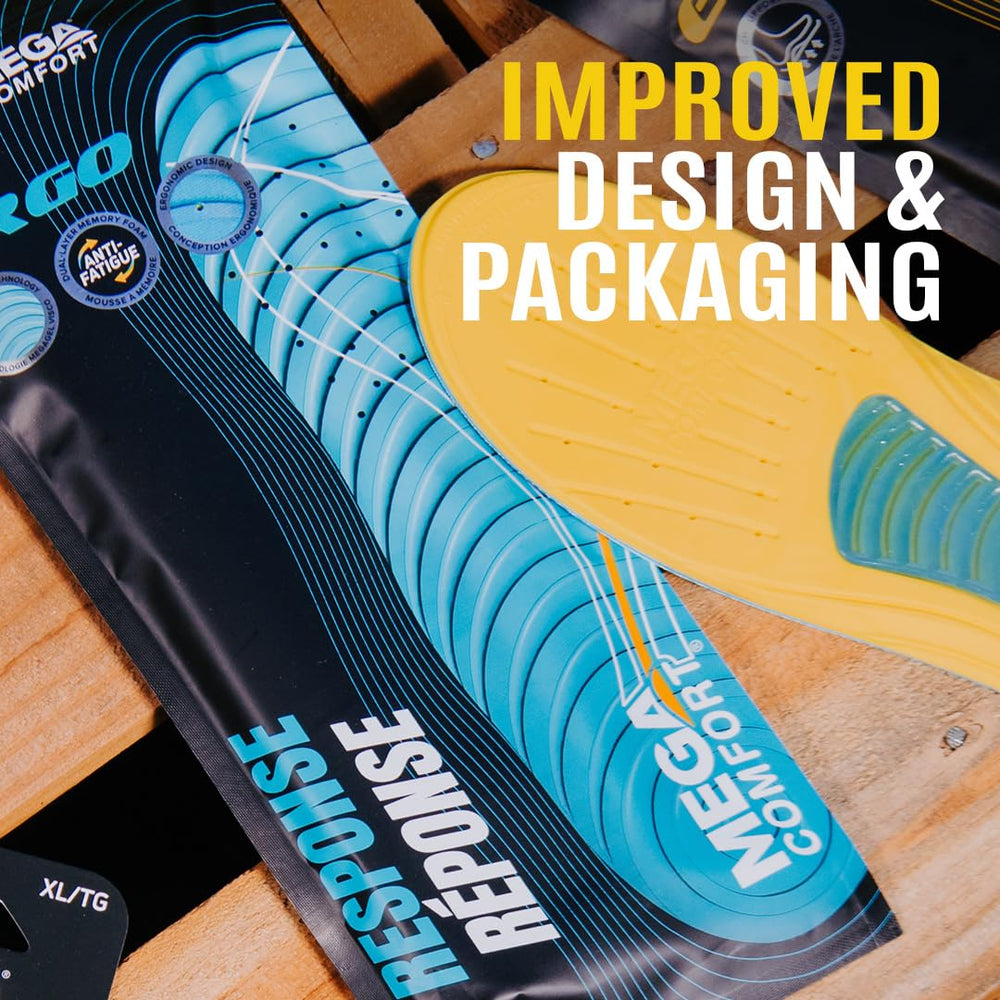 Unisex MEGAComfort insole offers ergonomic arch support for daily wear.