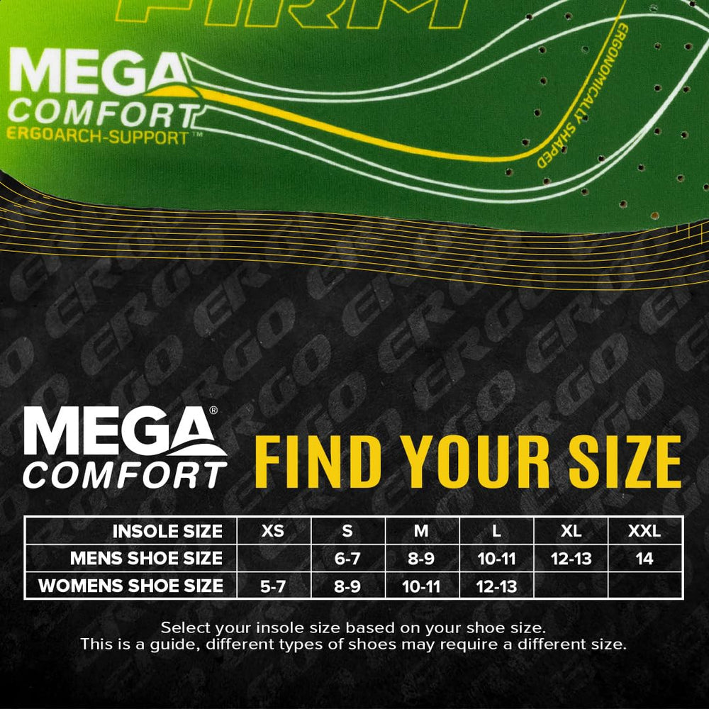 MEGAComfort unisex arch-insole enhances stability during standing and walking