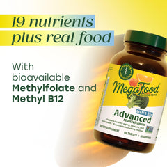 MegaFood package on counter shows vegetarian formula and trusted branding.