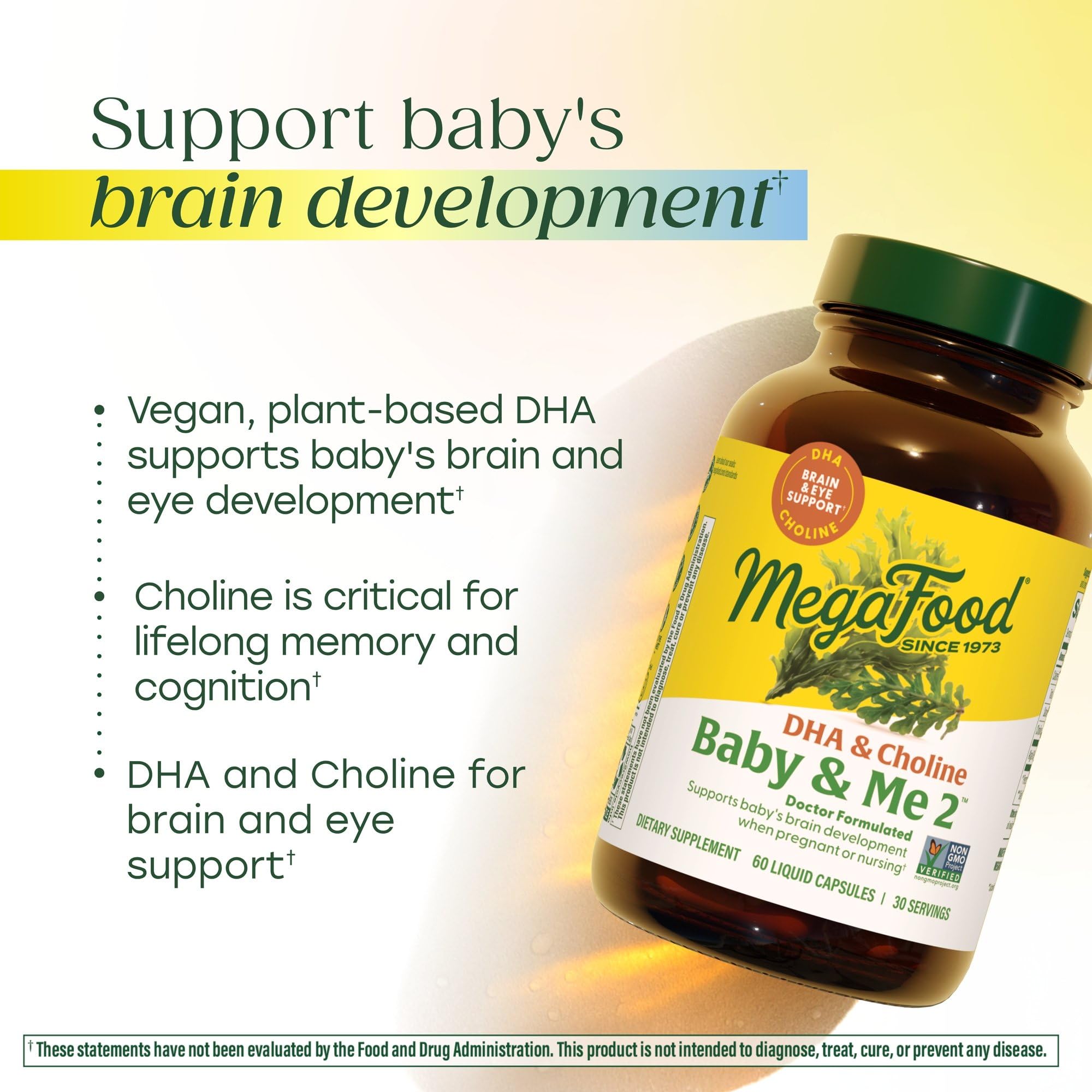 MegaFood Baby & Me 2 choline beadlets inside capsule for slow-release delivery.