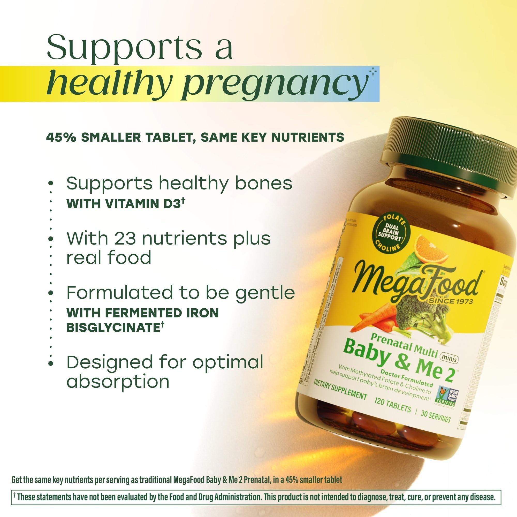 MegaFood Baby & Me 2 fermented iron bisglycinate image for gentle iron