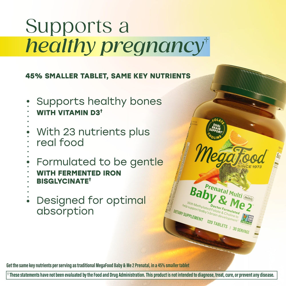 MegaFood Baby & Me 2 fermented iron bisglycinate image for gentle iron