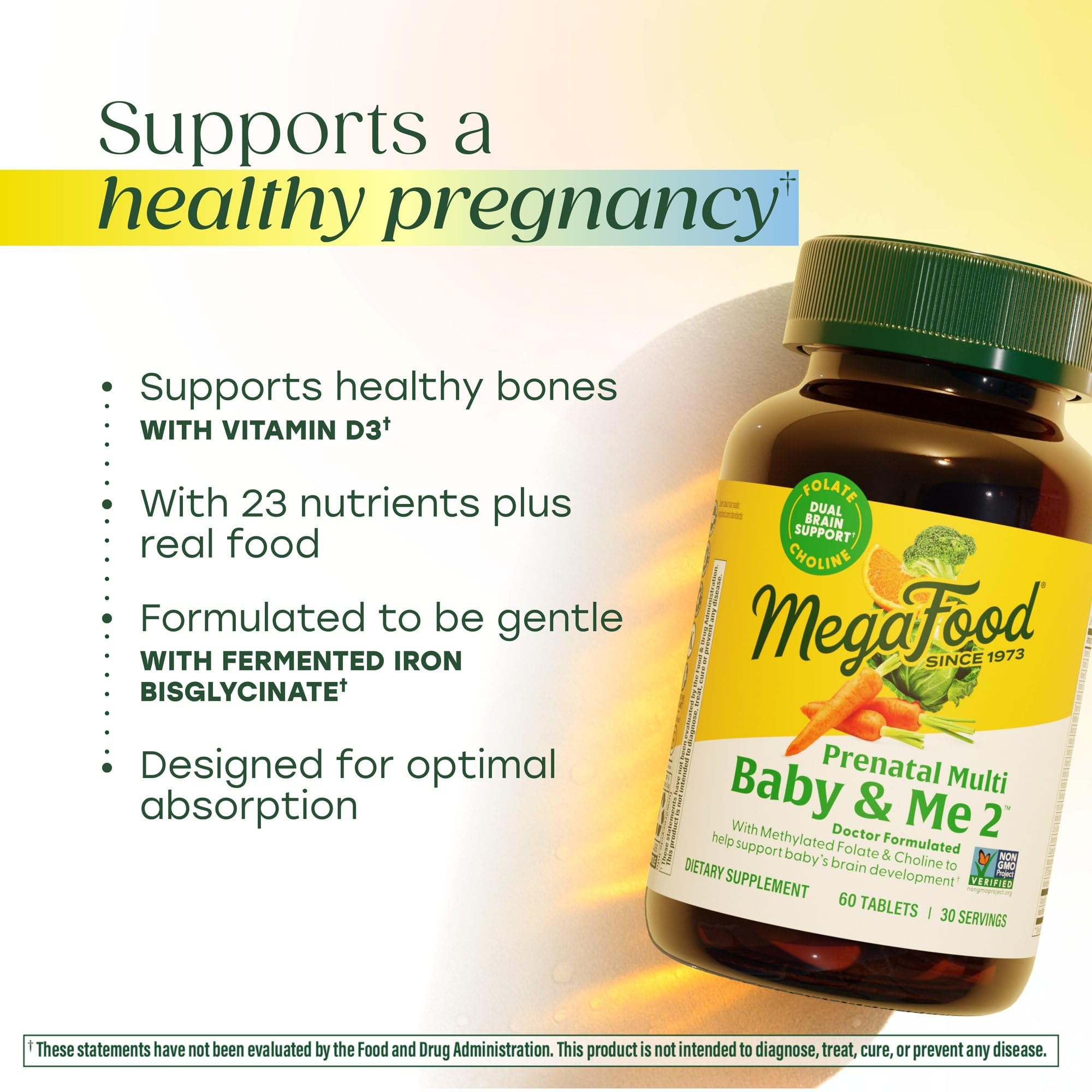 MegaFood Baby & Me 2 high choline content for potential cognitive support.
