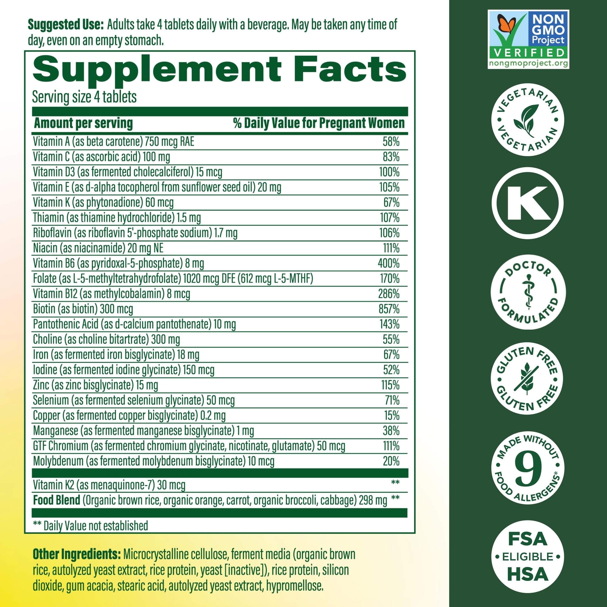 MegaFood Baby & Me 2 methyl folate image showing active folate form